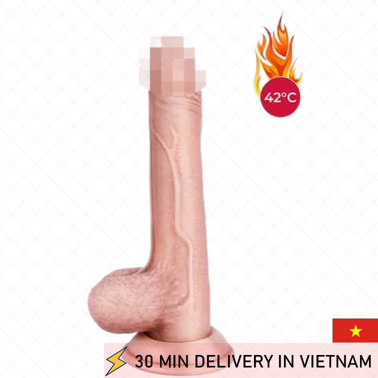 Heated Vibrating Dildo 19.8cm Friction Real Feel 