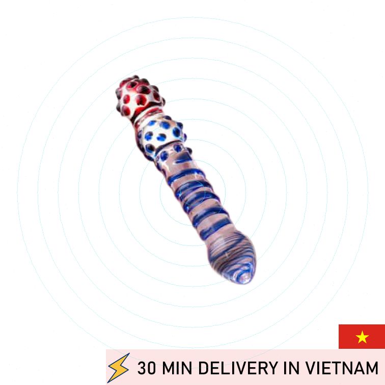 Glass double dildo textured clear luxury stim toy 