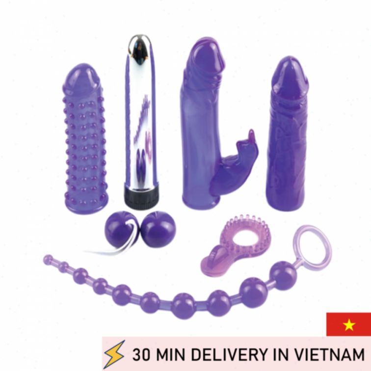 Rabbit Vibrator Kit Purple 7 Piece Ultimate Pleasure Set 