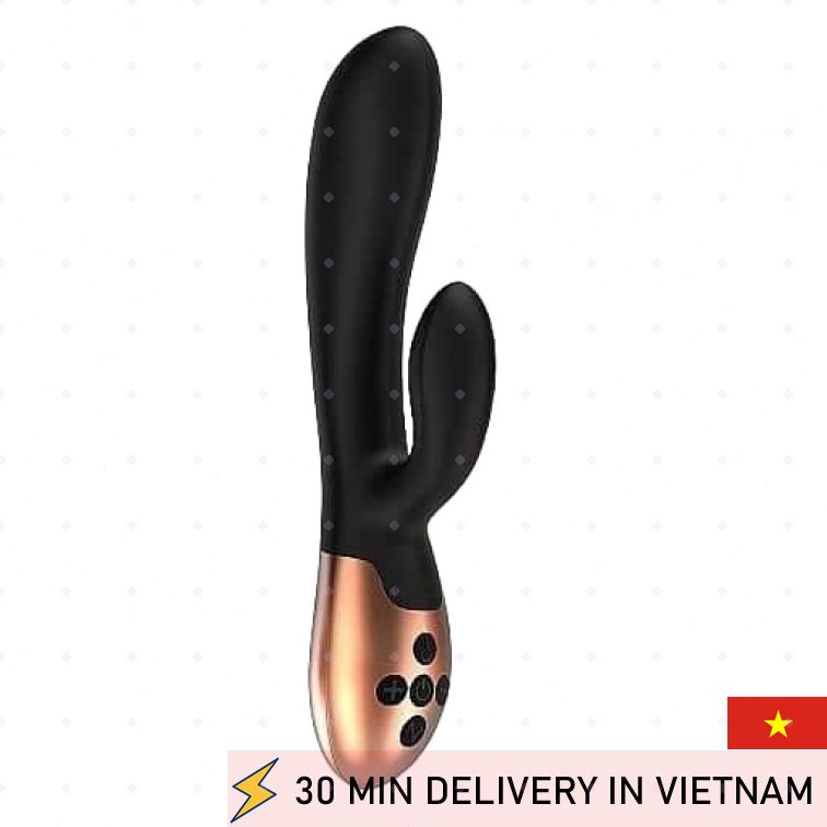 Heating Rabbit Vibrator Black Dual Stimulation 