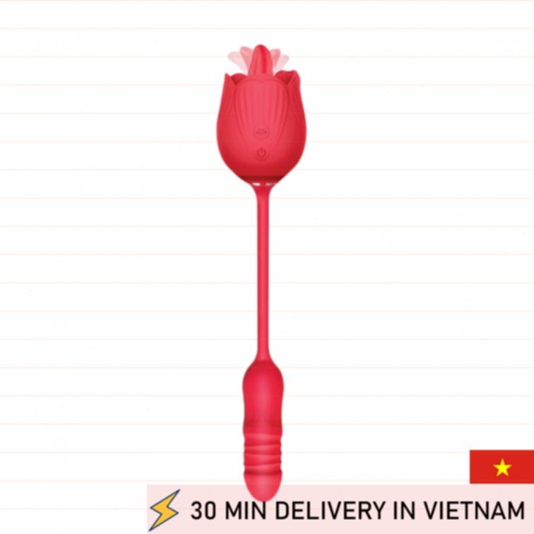 Rose Tongue Thrust Vibrator Dual Action Pleasure 