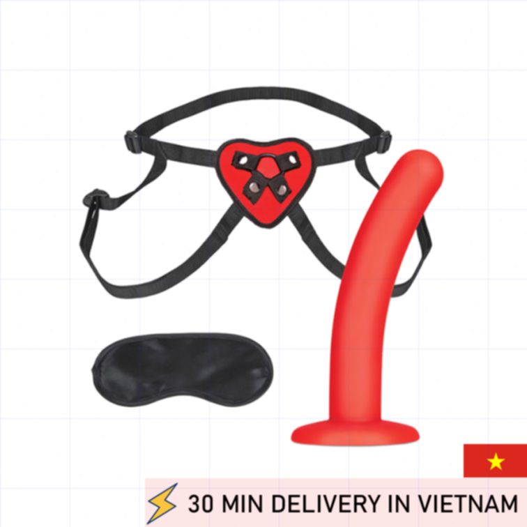 Lux Fetish Heart Strap On Set Red Desire Kit 