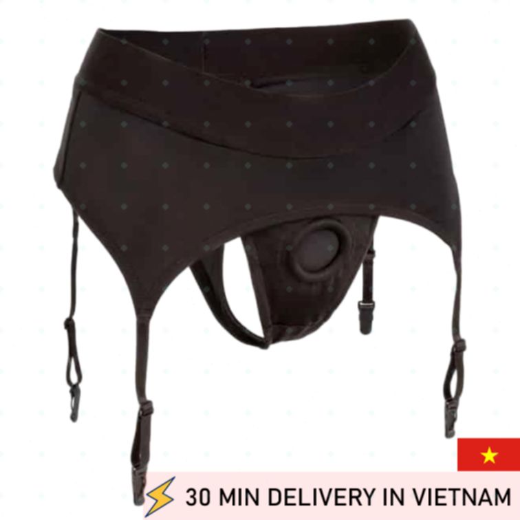 Strapon Thong Harness L XL Sexy Garter Black Fit 