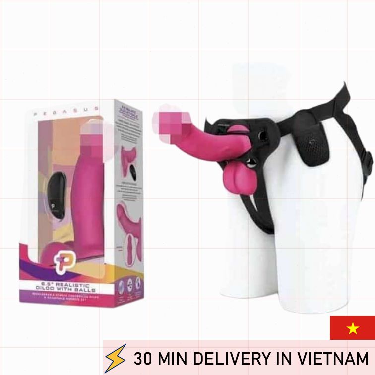 Remote Strap On Vibrator Pink Dual Ring Fun 