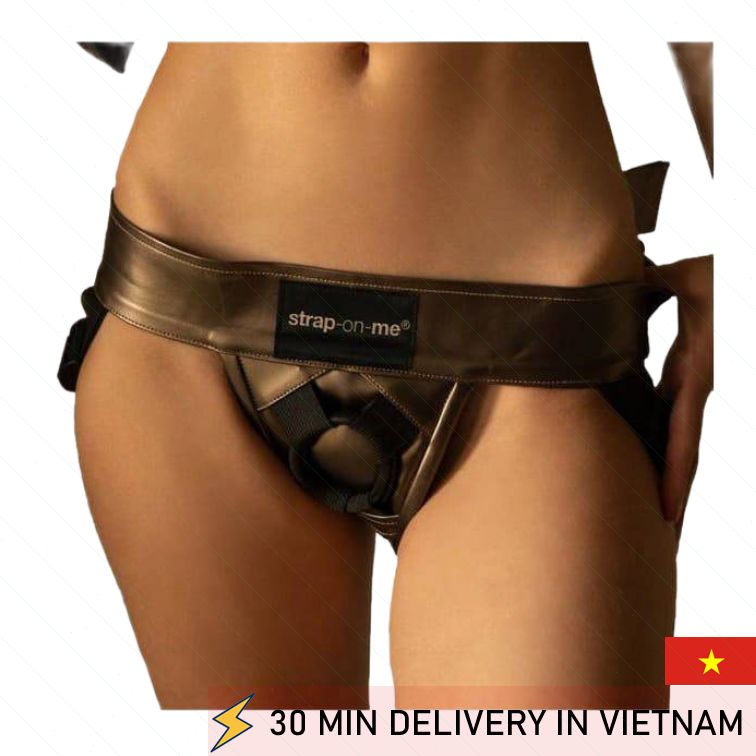 Strap On Harness Brown Leatherette Comfort Fit 