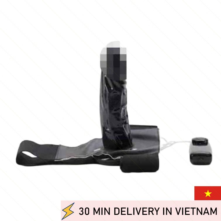 Remote Control Black Strap On Vibrator 18cm Intense 