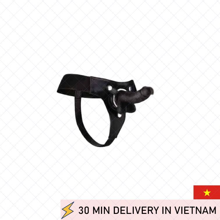 Ouch Shots Realistic 7 Inch Strap On Harness Black 