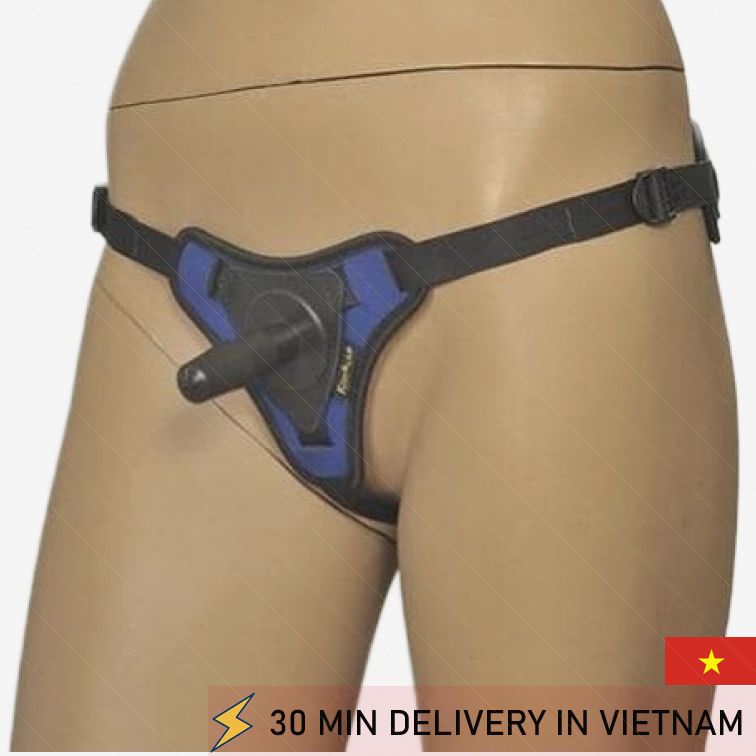 Strap On Harness Thong Black Blue Secure Fit 