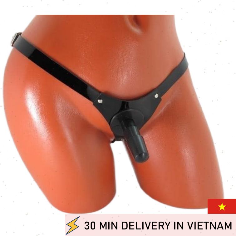 Leather Strap On Harness Panties Black BDSM Play 