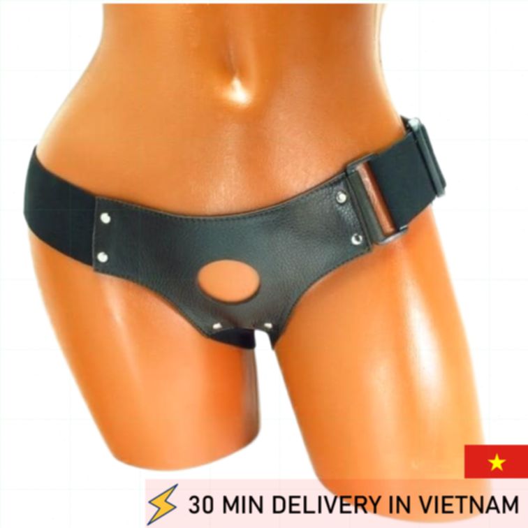 Leather Strap On Harness Brown Adjustable Fit 