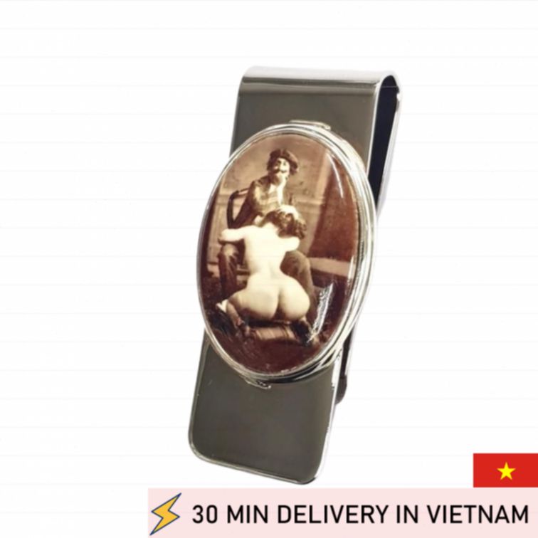 Vintage Erotic Money Clip Silver Luxury Adult Accessory 