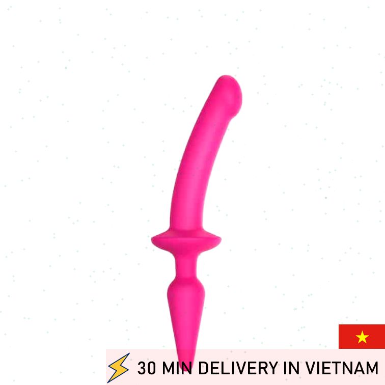 Strap On Plug 2 in 1 pink dual stimulation toy 