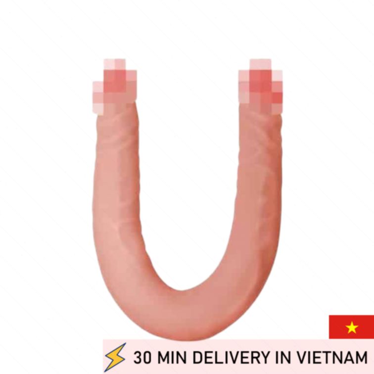 Double dildo 44cm bendable realistic dual play 