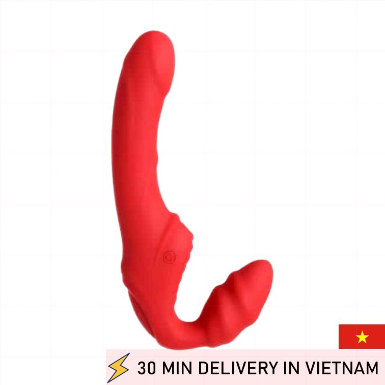 Vibrating Strap On Toyfa black red powerful 35cm 