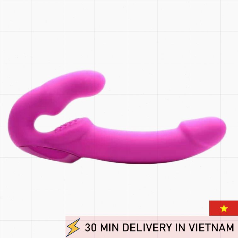 Rechargeable Strap On Vibrator Pink Dual Stimulation 
