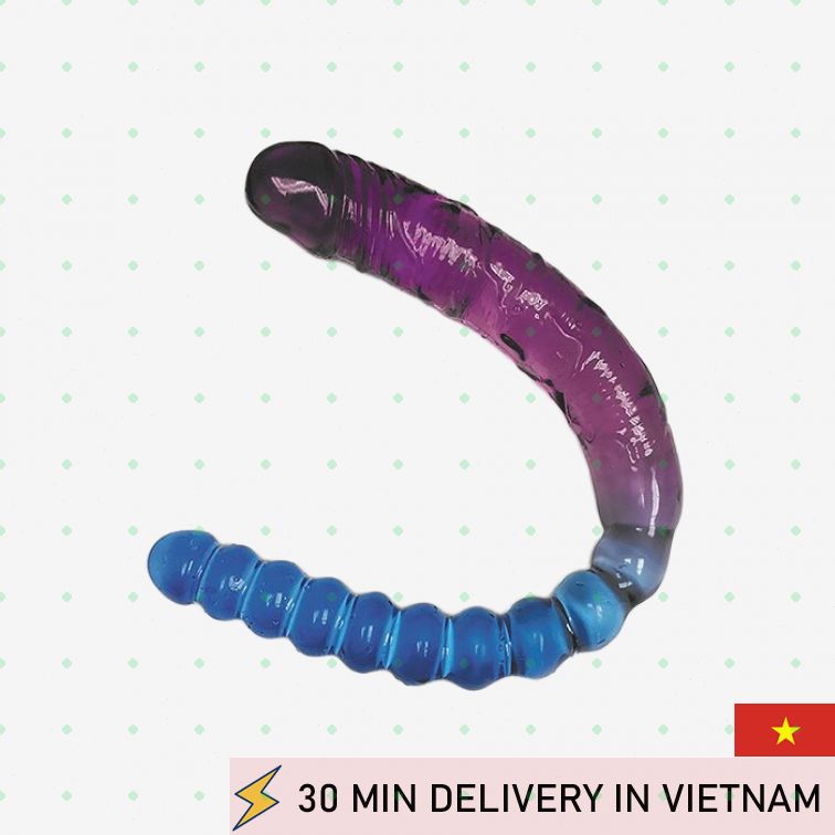 Icon Brands Double Ended Jelly Dildo Blue Purple 43cm 