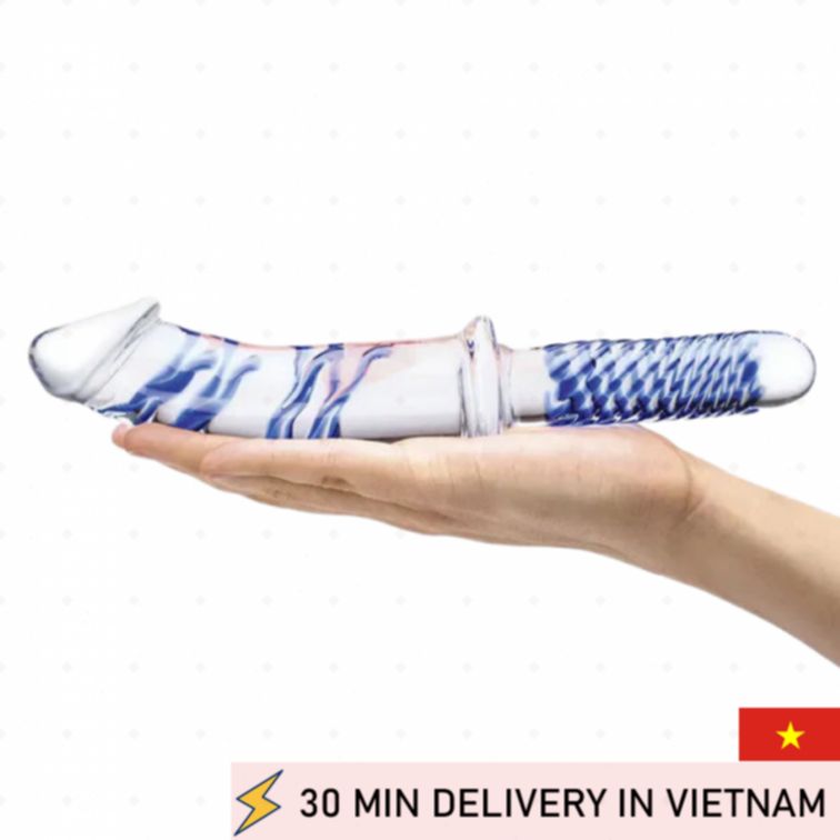 Glass Dildo Handle Textured Firm Deep Play 
