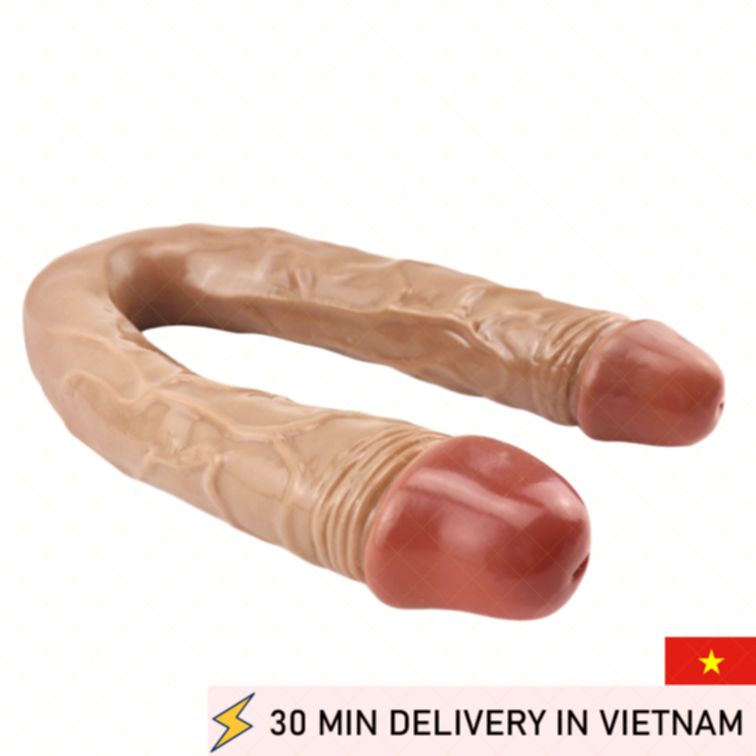 Double Ended Realistic Dildo 16 Inch Skin Tone PVC 