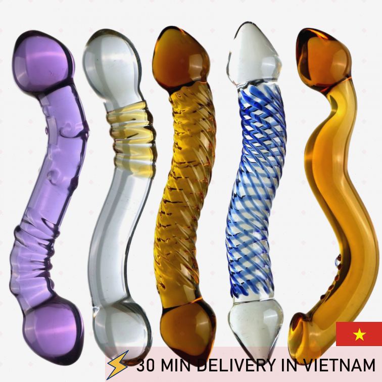 Glass Double Ended Dildo Purple Rain Elegant Play 