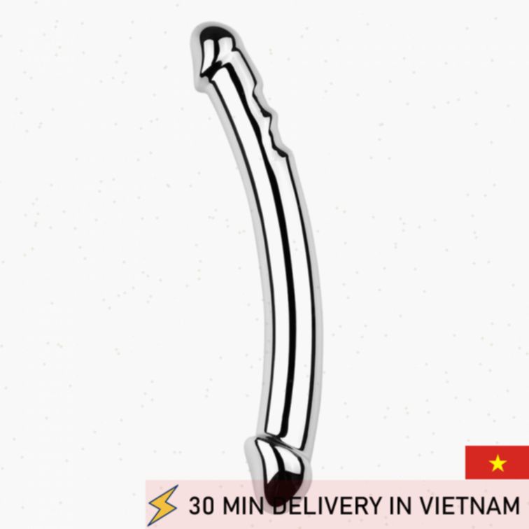 Metal Double Ended Dildo 7 Inch Curved Steel 