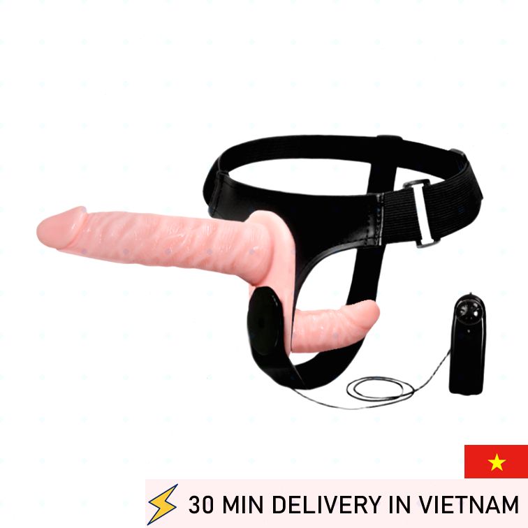 Double Head Strap On Vibrating Pink Dual Action 