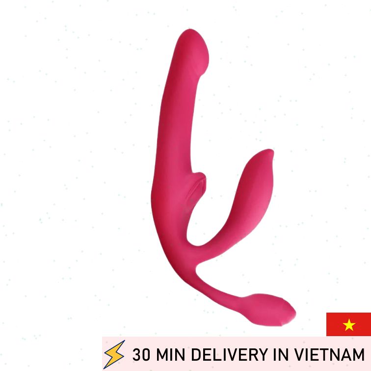 Strapless Thrusting Dildo Vibrating Couple Toy Pink 