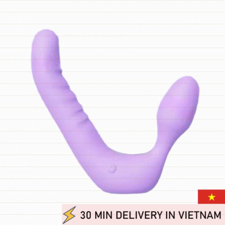 Double Dildo Strapless Strap On Purple Shock 
