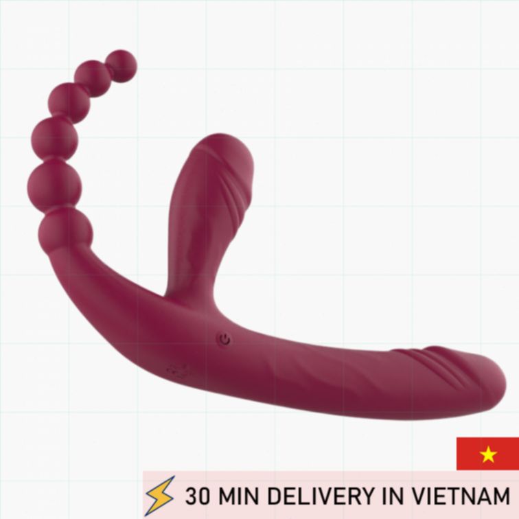 Triple head strapless dildo couple fun toy 