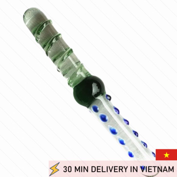 Double Ended Glass Dildo Textured Clear Smooth 