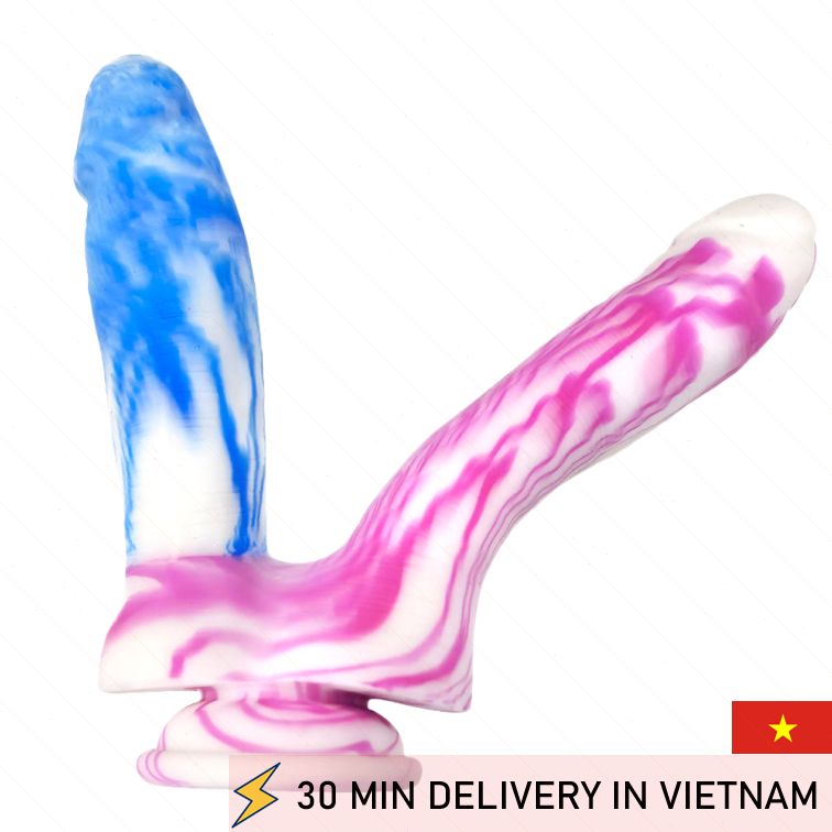 Double Penetration Silicone Dildo Pink Blue 