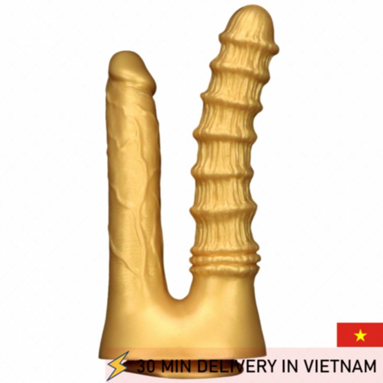 Double Penetration Dildo Silicone Textured Dual Fun 