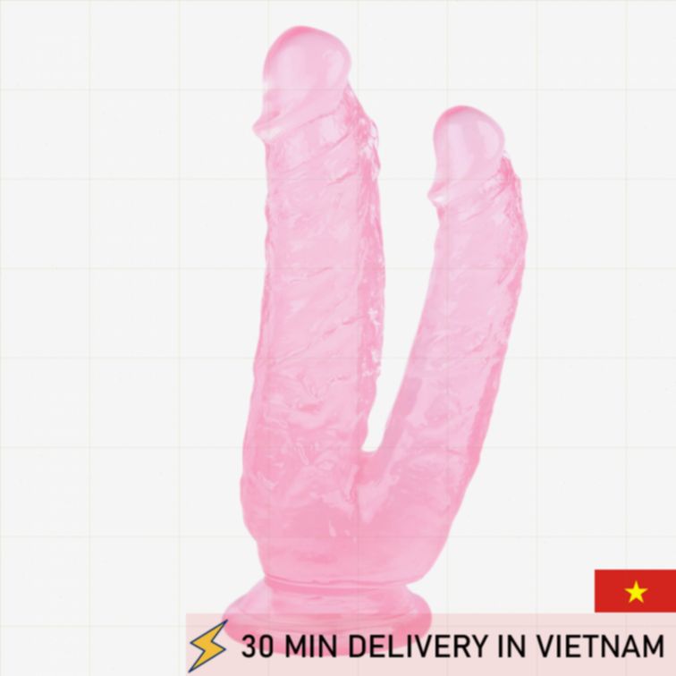 Double Penetration Dildo Pink Jelly 21cm Fun 