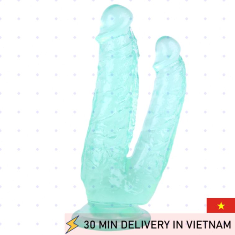 Double Penetration Dildo Flexible Jelly Silicone 