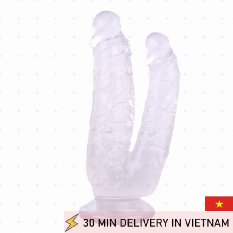Double Penetration Dildo Clear Jelly Soft Flexible 