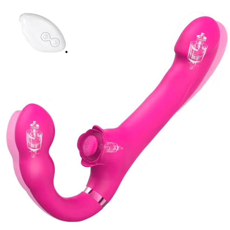 3in1 Rose Clit Stimulator Strapless Strap On 