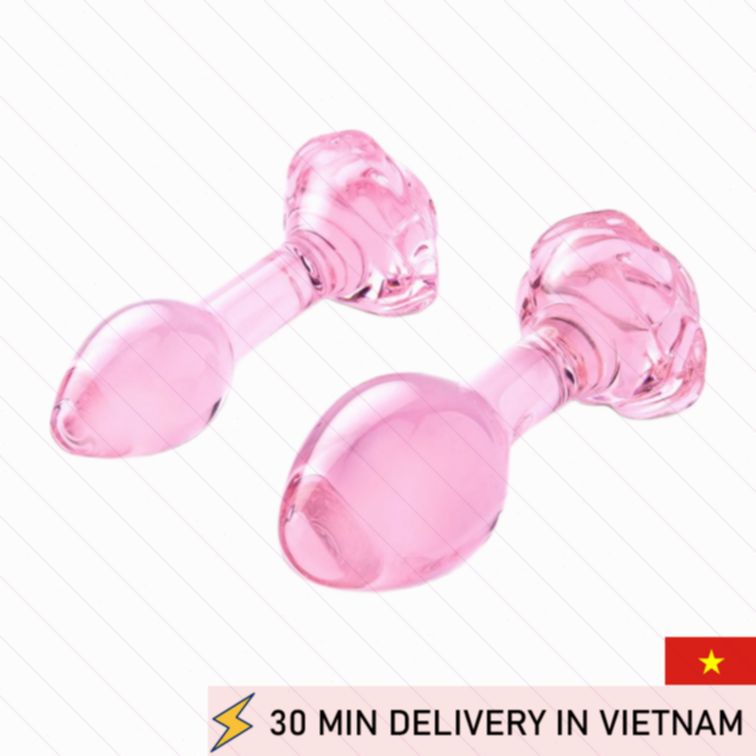 Rose Glass Anal Plug Set Elegant Pleasure Training Kit 
