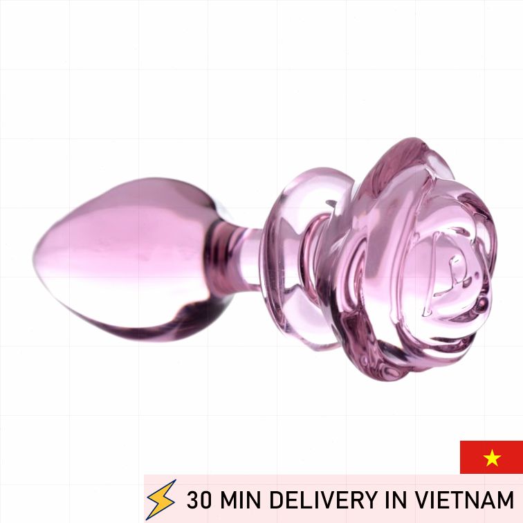 Glass Rose Anal Plug Pink Elegant Design 