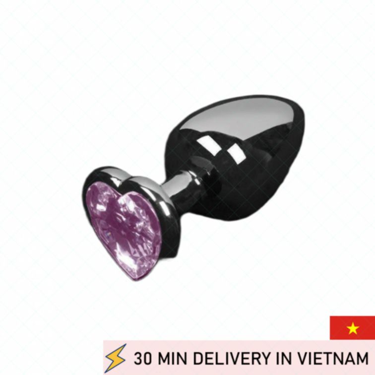 Metal Anal Plug Heart Crystal Small Silver 6cm 