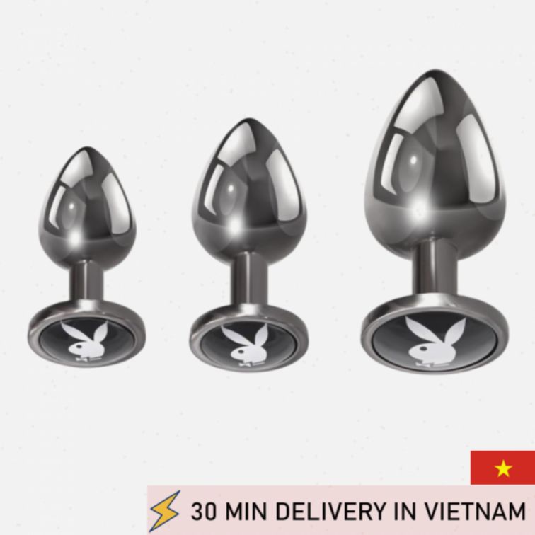 Playboy Anal Plug Set 3 Sizes Metal Black 