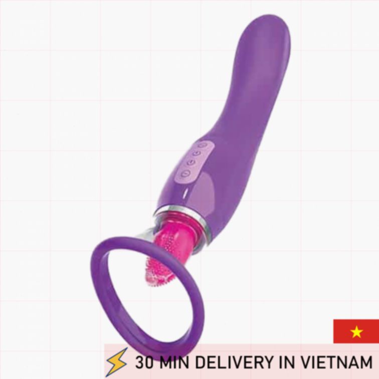 Double Vibro Pump Tongue Simulator Purple 