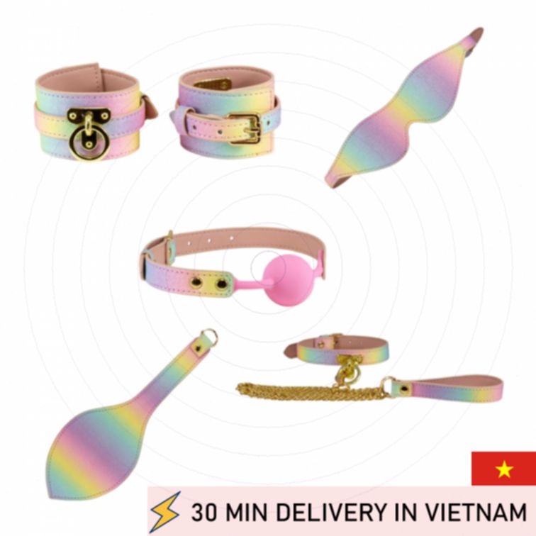 Rainbow Bondage Set Colorful Kink Play Kit 