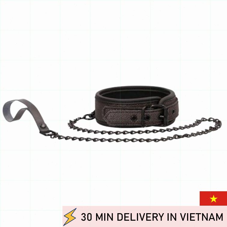 Collar Leash Set Grey Neoprene BDSM Control Play 