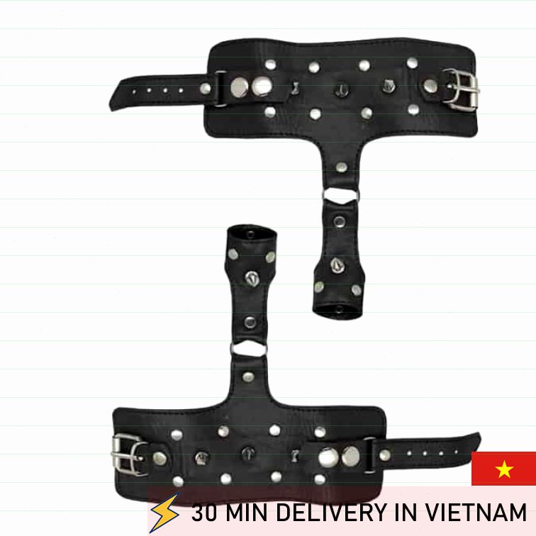 Spiked Leather Cuffs Bondage Intense Control 