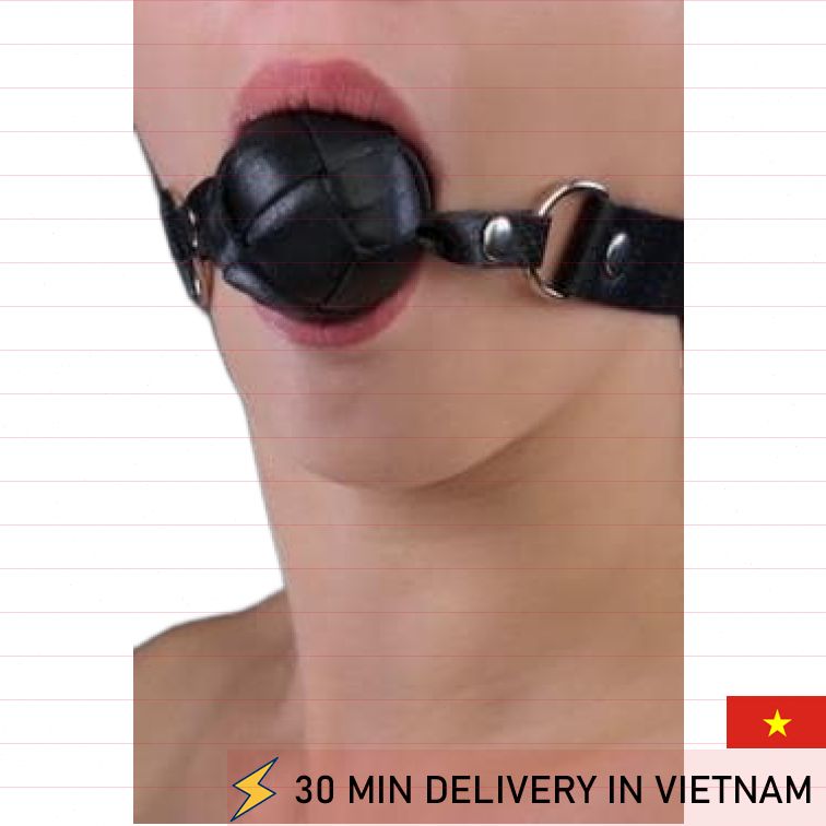 Black ball gag latex 5cm fetish mouth restraint 