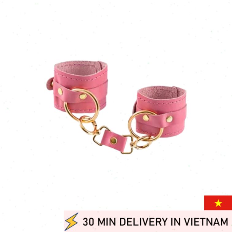 Pink BDSM Handcuffs Soft Leather Restraint Play Set 