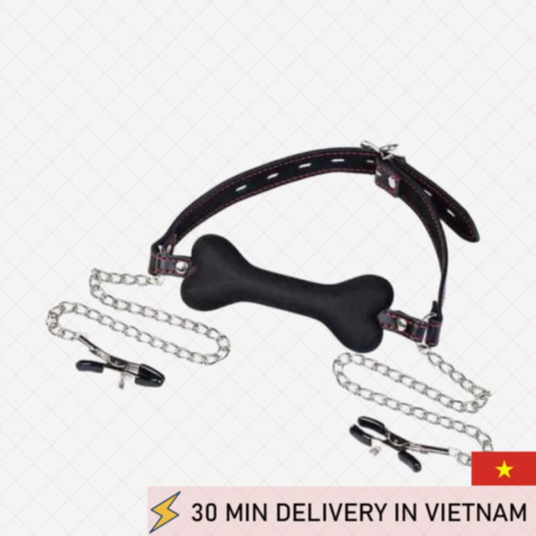 Ball Gag Nipple Clamp Combo BDSM Kit Pleasure Play 
