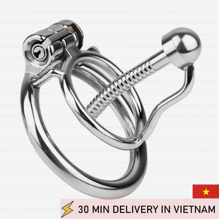 Steel Male Chastity Cage Urethral Plug Lock BDSM 