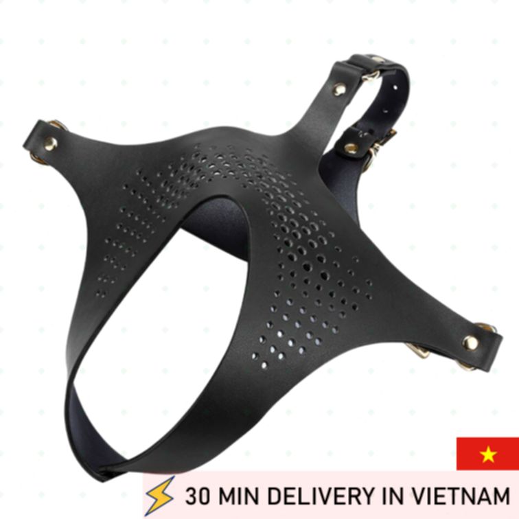 MT Open Mouth Nose Slave Mask Black BDSM 