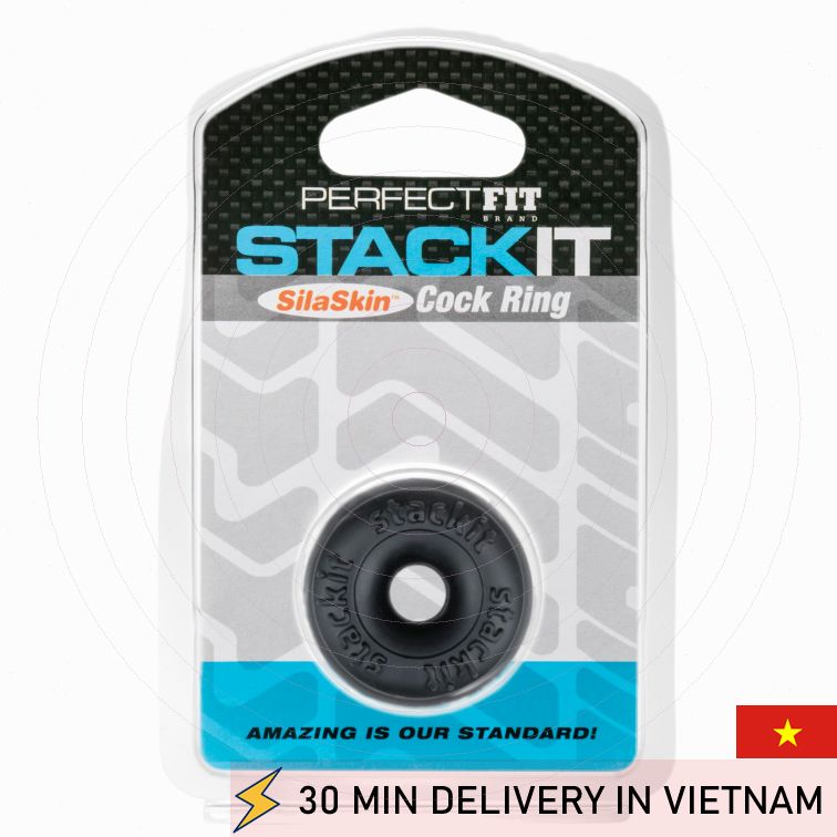 Black Stackable Cock Ring soft stretch max comfort 