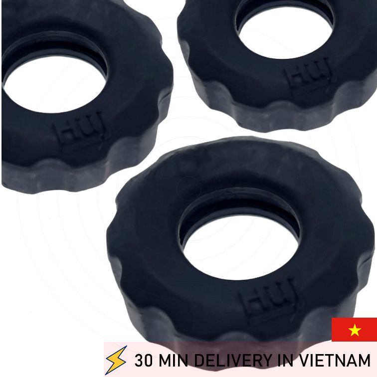 Triple cock ring set strong erection boost black 